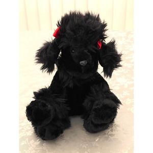 Dan Dee Collectors Choice Plush Black Poodle Puppy Dog Stuffed Animal Red Bows
